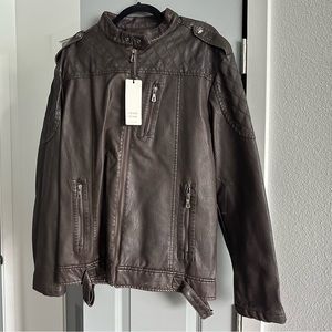 NWT Chou Yatou Mens Leather Moto Jacket.